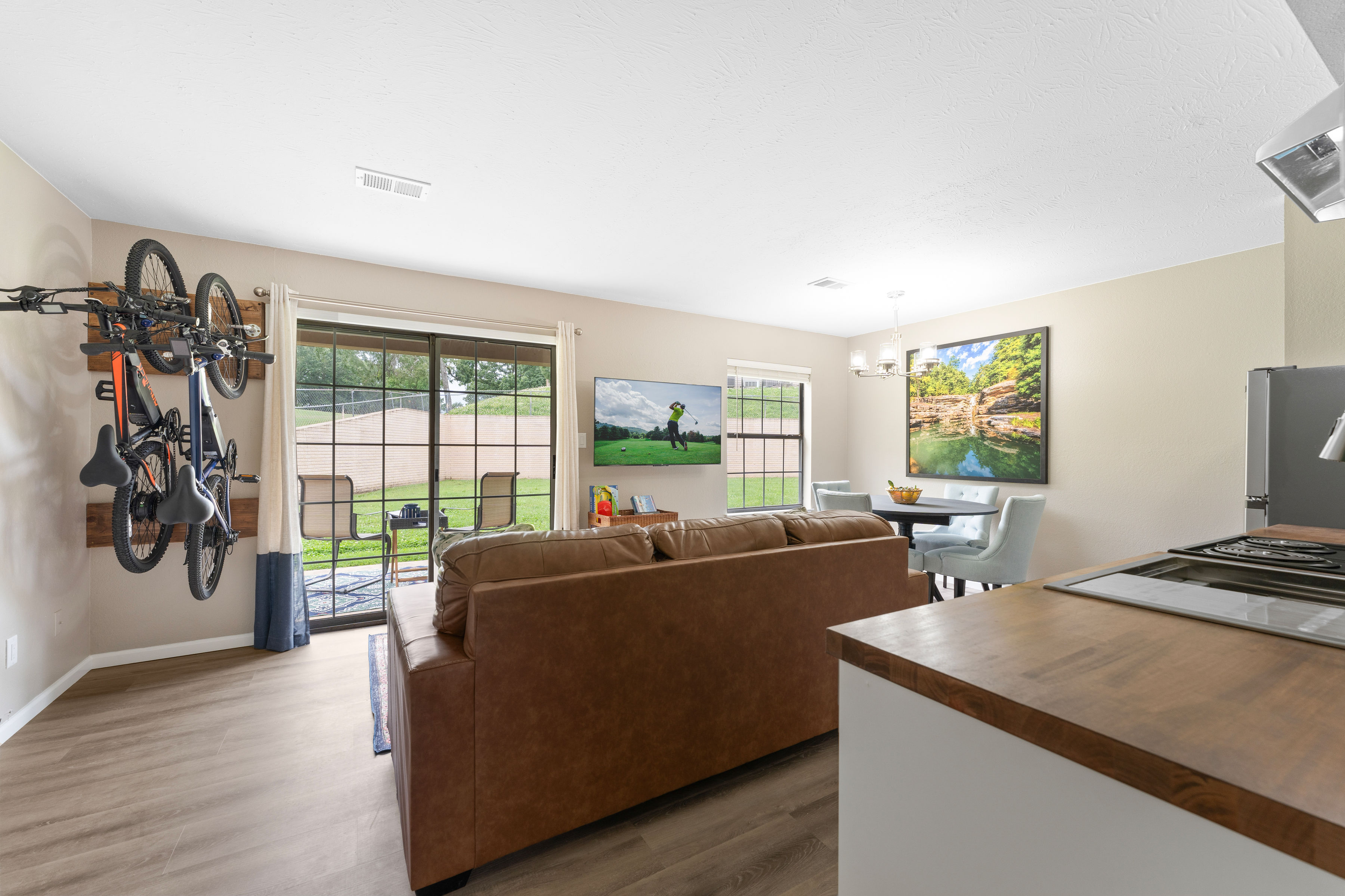 Branson short-term rental living room with large smart TV and open concept layout