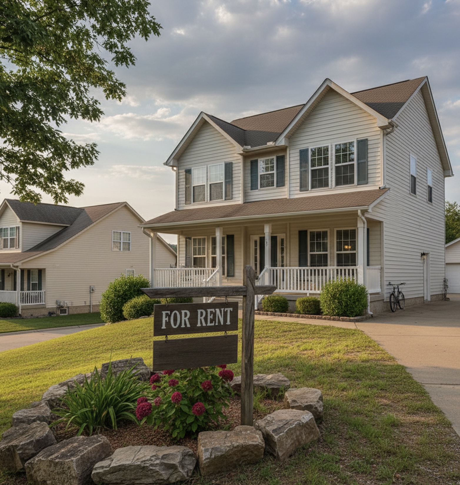 Home with for rent sign